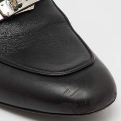 Hermès Black Leather Oz Flat Mules Size 38.5