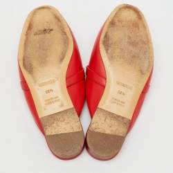 Hermes Red Leather Oz Flat Mules Size 38.5
