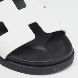 Hermes White Leather Chypre Flat Sandals Size 39