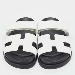 Hermes White Leather Chypre Flat Sandals Size 39