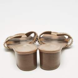 Hermes Brown Leather Oasis Slide Sandals Size 40