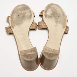 Hermes Brown Leather Oasis Slide Sandals Size 40