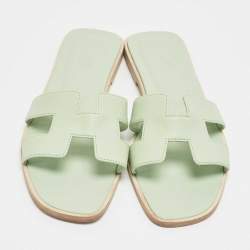 مملوكة مسبقًا صندل سلايد هيرمس أوران جلد أبيض مقاس 39