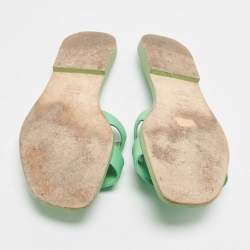 Pre Owned Hermes Green Leather Oran Flat Sandals Size 38.5