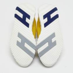 Pre Owned Hermes Grey/Yellow Suede and Mesh Bouncing Sneakers Size 38