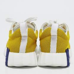 Pre Owned Hermes Grey/Yellow Suede and Mesh Bouncing Sneakers Size 38