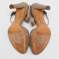 Hermes Grey Leather Crisscross Ankle Strap Sandals Size 36.5