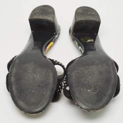 Hermes Black Suede Studded Oasis Slide Sandals Size 40