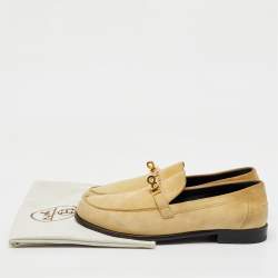 Pre Owned Hermes Cream Suede Destin Slip On Loafers Size 38