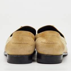 Pre Owned Hermes Cream Suede Destin Slip On Loafers Size 38