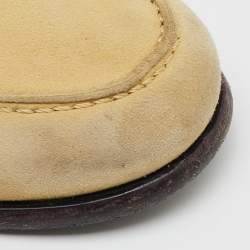 Pre Owned Hermes Cream Suede Destin Slip On Loafers Size 38