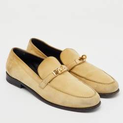 Pre Owned Hermes Cream Suede Destin Slip On Loafers Size 38