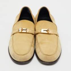 Pre Owned Hermes Cream Suede Destin Slip On Loafers Size 38