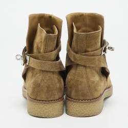 Hermes Brown Suede Follow Ankle Length Boots Size 40