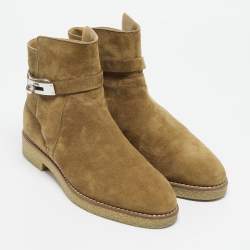 Hermes Brown Suede Follow Ankle Length Boots Size 40