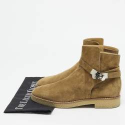 Hermes Brown Suede Follow Ankle Length Boots Size 40