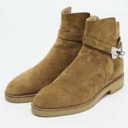 Hermes Brown Suede Follow Ankle Length Boots Size 40