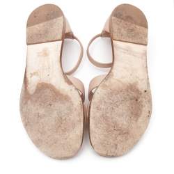 Hermes Pink Leather Santorini Flat Sandals Size 37
