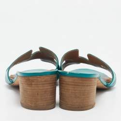 Hermes Green Patent Leather Oasis Slide Sandals Size 40