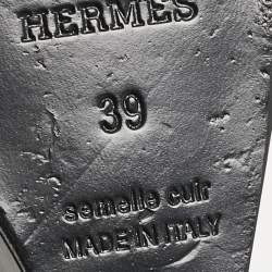 Hermes Black Lizard Legend Wedge Sandals Size 39
