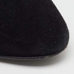  Hermes Black/Silver Suede and Crystal Roxane Flat Mules Size 36.5