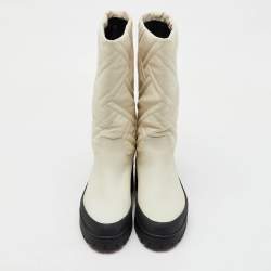 Hermes Off White Leather Fuji Calf Length Boots Size 39