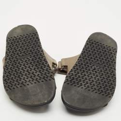 Pre Owned Hermes Brown Leather Chypre Sandals Size 38