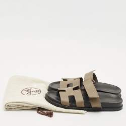 Pre Owned Hermes Brown Leather Chypre Sandals Size 38