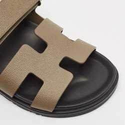 Pre Owned Hermes Brown Leather Chypre Sandals Size 38