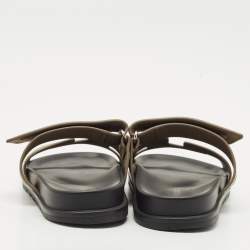 Pre Owned Hermes Brown Leather Chypre Sandals Size 38