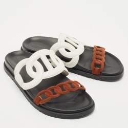 Pre Owned Hermes Multicolor Leather and Suede Extra Sandals Size 38
