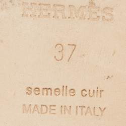 Pre Owned Hermes Blue Leather Oran Flat Slide Sandals Size 37