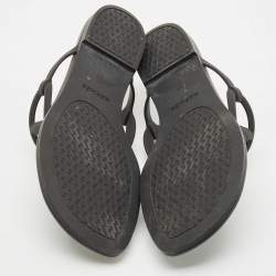 Pre Owned Hermes Black Rubber Egerie Flat Thong Sandals Size 37