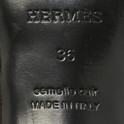 Pre Owned Hermes Black Suede Cute Mule Sandals Size 36