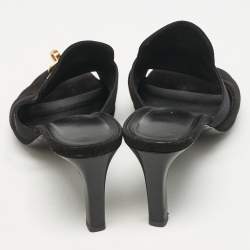 Pre Owned Hermes Black Suede Cute Mule Sandals Size 36