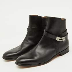 Hermes Black Leather Jeff Ankle Length Boots Size 40