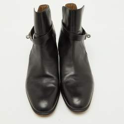 Hermes Black Leather Jeff Ankle Length Boots Size 40