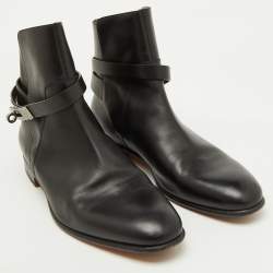 Hermes Black Leather Jeff Ankle Length Boots Size 40