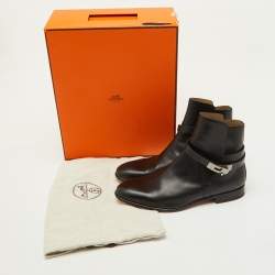 Hermes Black Leather Jeff Ankle Length Boots Size 40