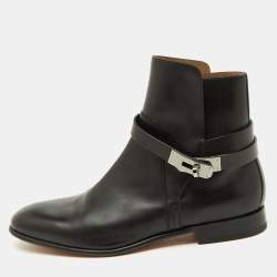 Hermes Black Leather Jeff Ankle Length Boots Size 40