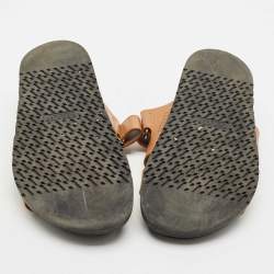 Pre Owned Hermes Brown Leather Chypre Flat Sandals Size 40