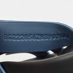 Pre Owned Hermes Blue Suede Chypre Flat Slide Sandals Size 39