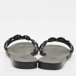 Hermes Black Jelly Chaine d'Ancre Rivage Slide Flats Size 38