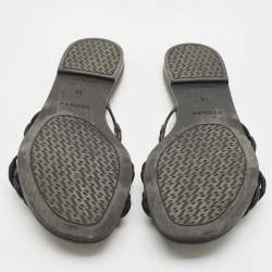 Hermes Black Jelly Chaine d'Ancre Rivage Slide Flats Size 38