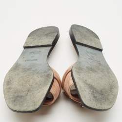 Pre Owned Hermes Light Brown Suede Giulia Flat Slides Size 38