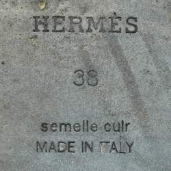 Pre Owned Hermes Light Brown Suede Giulia Flat Slides Size 38