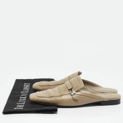 Hermes Beige Leather Groupie Flat Mules Size 37