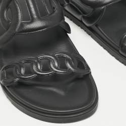 Hermes Black Leather Extra Sandals Size 41