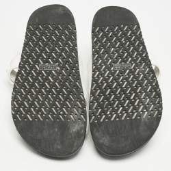 Pre Owned Hermes White Leather Chypre Flat Sandals Size 38