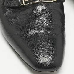 Hermes Black Leather Vincennes Flat Mules Size 37